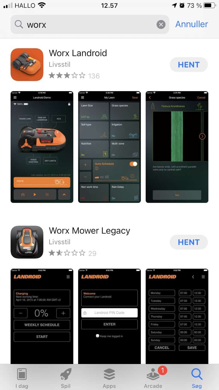 Hent Worx Landroid på Aplle App store